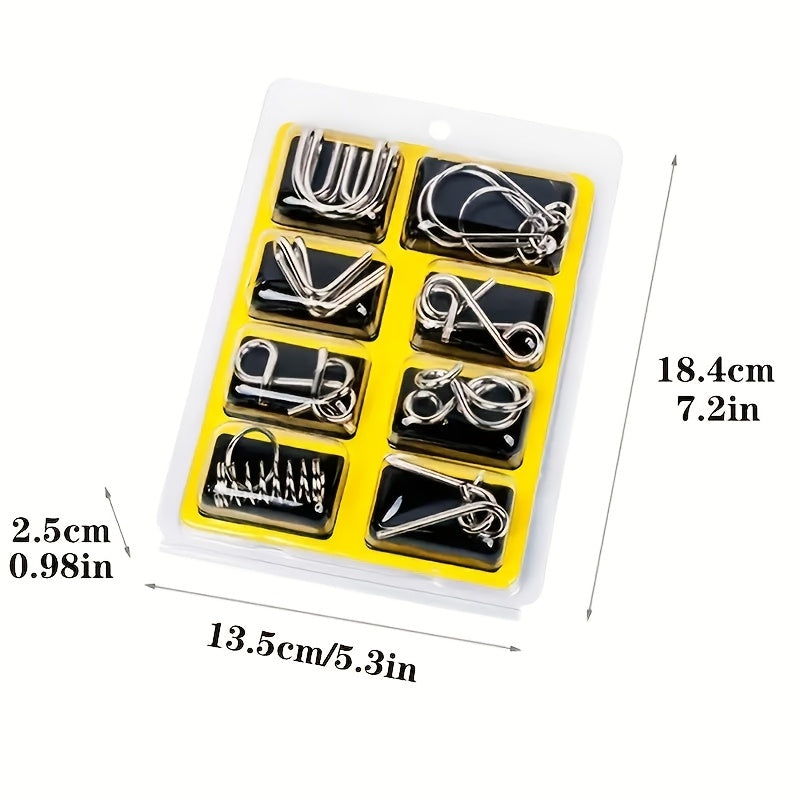 Luban Lock Puzzle-Set – 8 Denksportaufgaben aus Edelstahl für Kinder ab 9 Jahren 