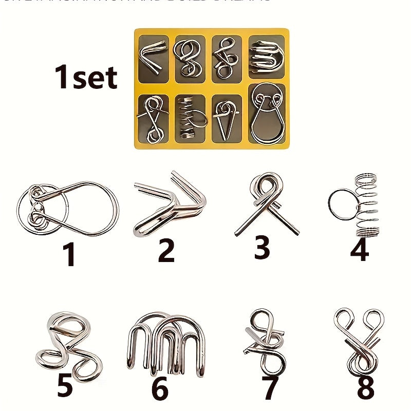 Luban Lock Puzzle-Set – 8 Denksportaufgaben aus Edelstahl für Kinder ab 9 Jahren 
