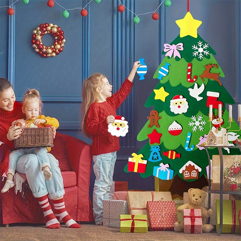 Adventskalender-Set aus Filz mit Weihnachtsbaum und Schneemann – Bastelset für Kinder mit Ornamenten