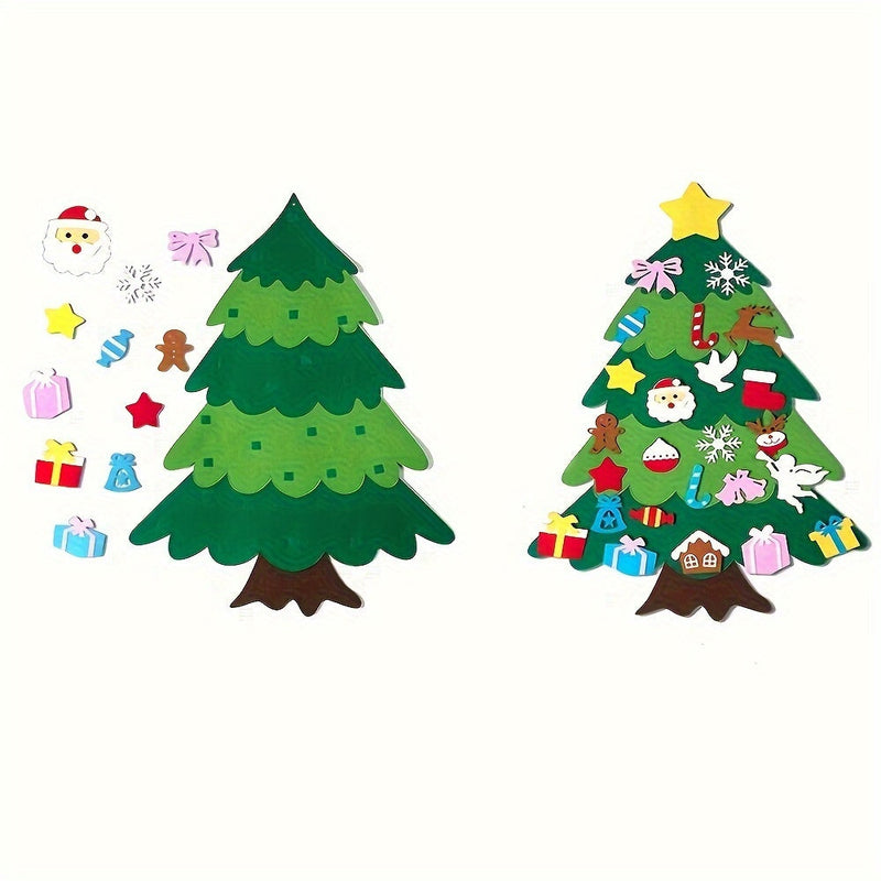 Adventskalender-Set aus Filz mit Weihnachtsbaum und Schneemann – Bastelset für Kinder mit Ornamenten
