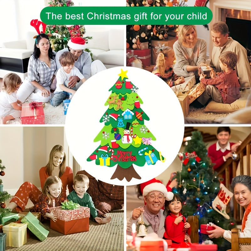 Adventskalender-Set aus Filz mit Weihnachtsbaum und Schneemann – Bastelset für Kinder mit Ornamenten