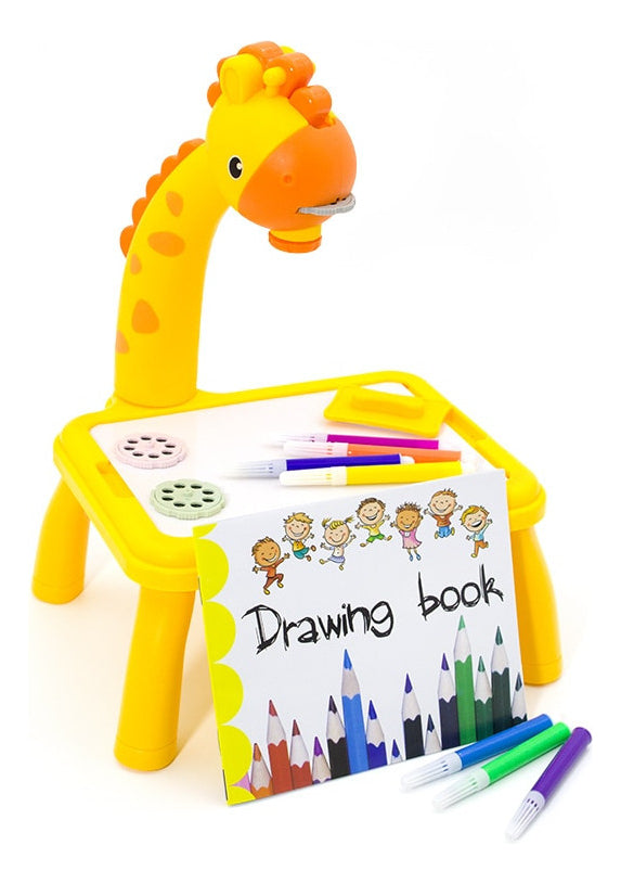 Giraffen-Zeichenprojektortisch für Kinder – 24 Folien, 12 Marker, ab 3 Jahren