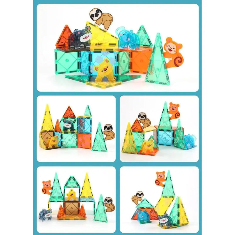 KEBO 56-teiliges Magnetplättchen-Set: Prärietiere-Bausteine