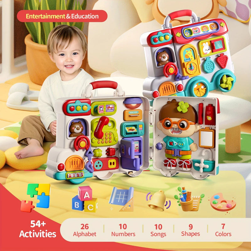 Busy Board für Kinder – 54-in-1-Sensory-Activity-Spielzeug mit Lichtern und Geräuschen