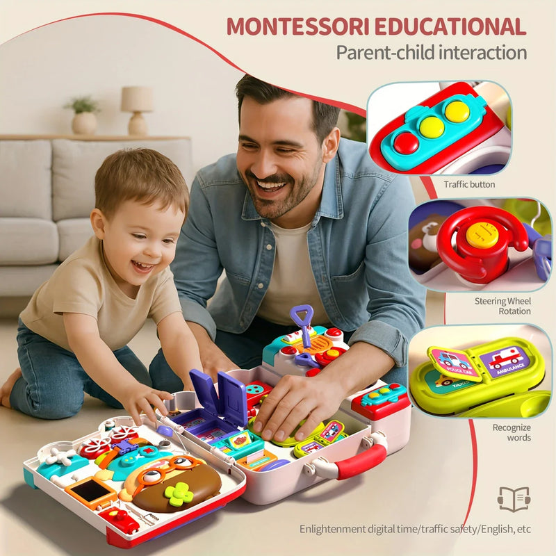 Busy Board für Kinder – 54-in-1-Sensory-Activity-Spielzeug mit Lichtern und Geräuschen