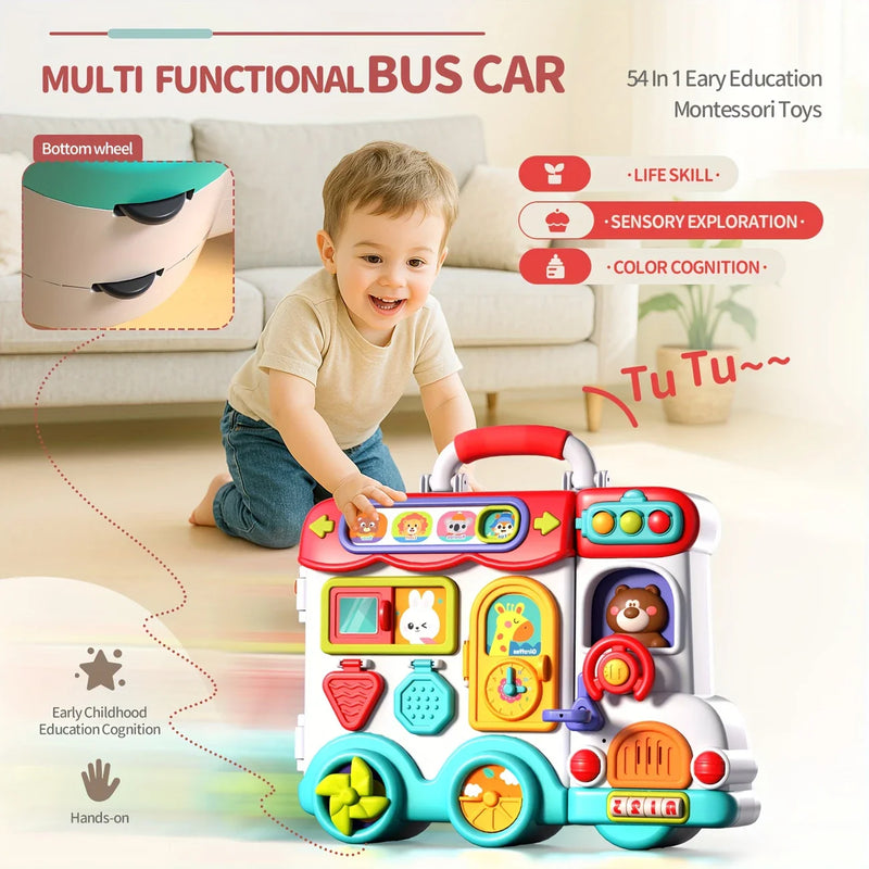Busy Board für Kinder – 54-in-1-Sensory-Activity-Spielzeug mit Lichtern und Geräuschen