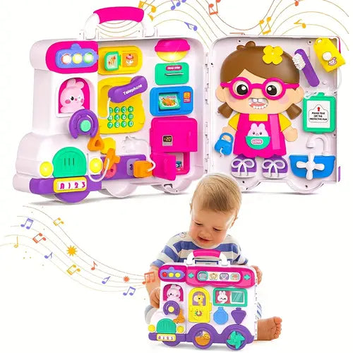 Busy Board für Kinder – 54-in-1-Sensory-Activity-Spielzeug mit Lichtern und Geräuschen
