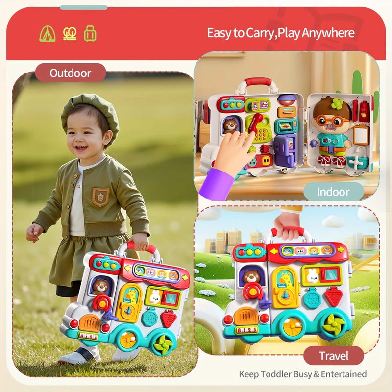Busy Board für Kinder – 54-in-1-Sensory-Activity-Spielzeug mit Lichtern und Geräuschen