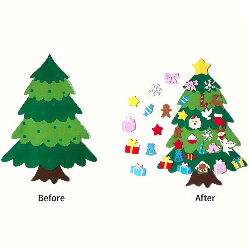 Adventskalender-Set aus Filz mit Weihnachtsbaum und Schneemann – Bastelset für Kinder mit Ornamenten