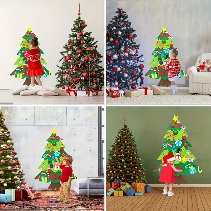 Adventskalender-Set aus Filz mit Weihnachtsbaum und Schneemann – Bastelset für Kinder mit Ornamenten