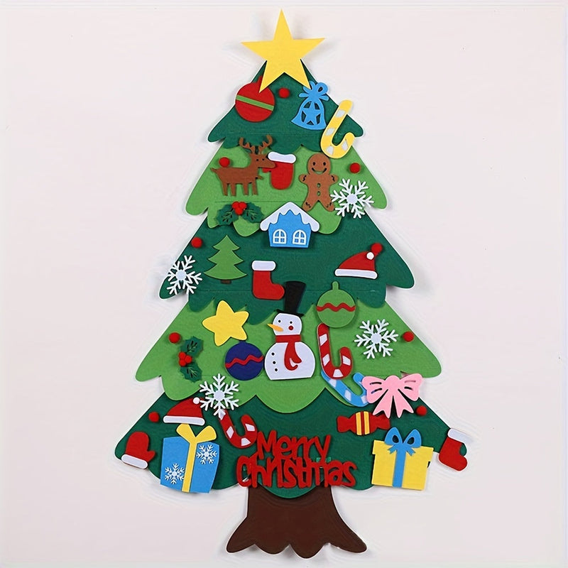 Adventskalender-Set aus Filz mit Weihnachtsbaum und Schneemann – Bastelset für Kinder mit Ornamenten