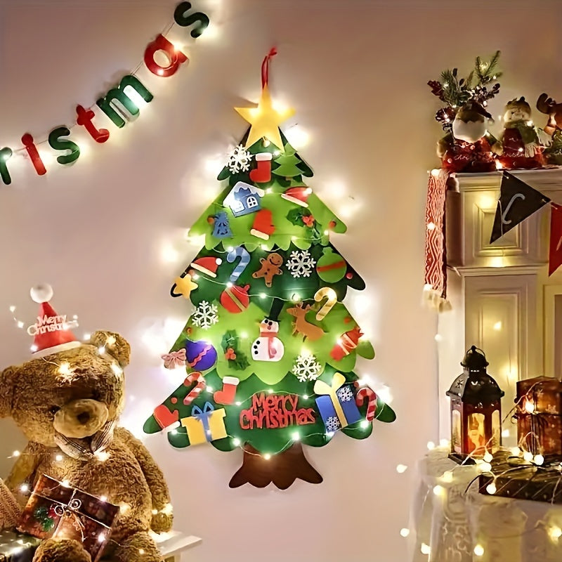 Adventskalender-Set aus Filz mit Weihnachtsbaum und Schneemann – Bastelset für Kinder mit Ornamenten